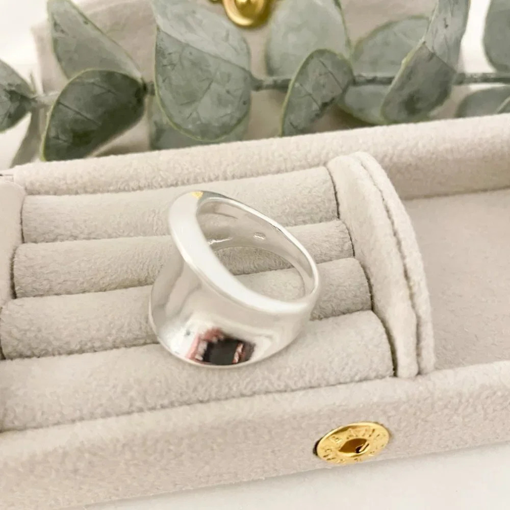 925 Sterling Silver Chunky Silver Ring Thick Wide Ring Band Statement Ring - Picture 5 of 7